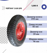 Колесо для тачки 16''x4.00-8 (20х85)